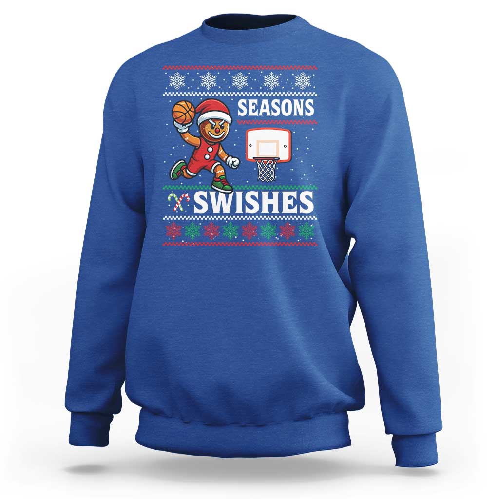 Seasons Swishes Sweatshirt Funny Gingerbread Basketball Christmas Gift - Wonder Print Shop