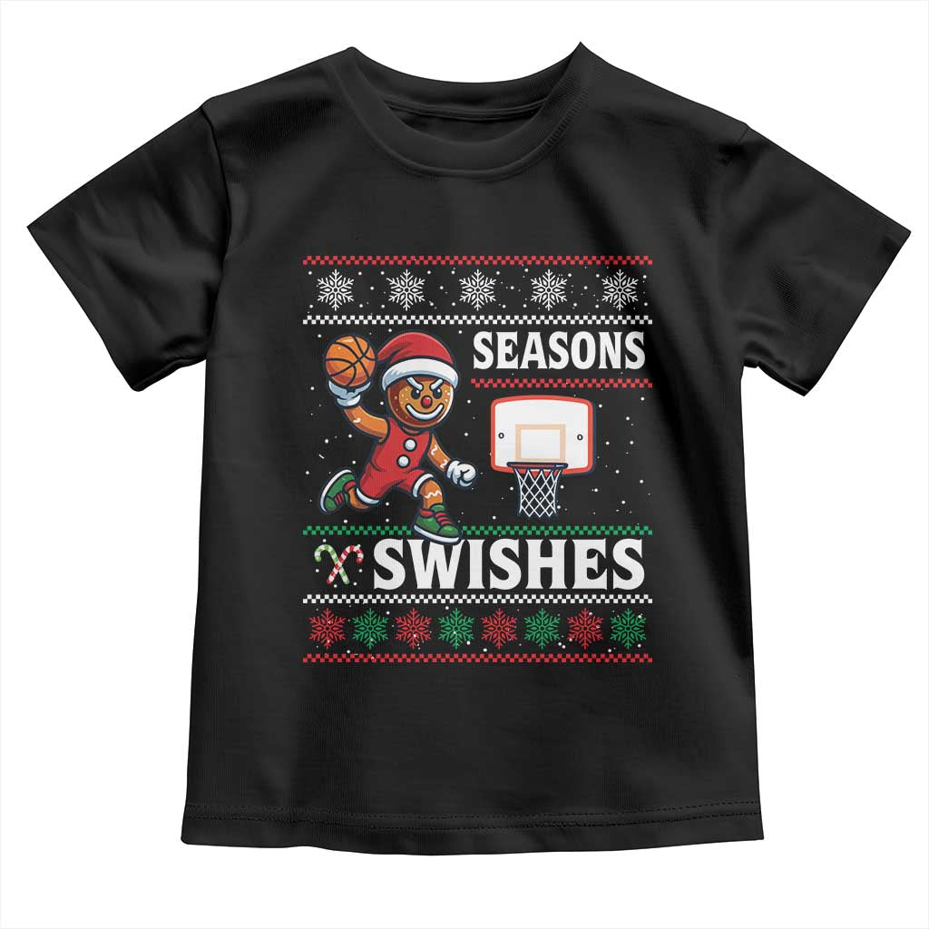 Seasons Swishes Toddler T Shirt Funny Gingerbread Basketball Christmas Gift - Wonder Print Shop