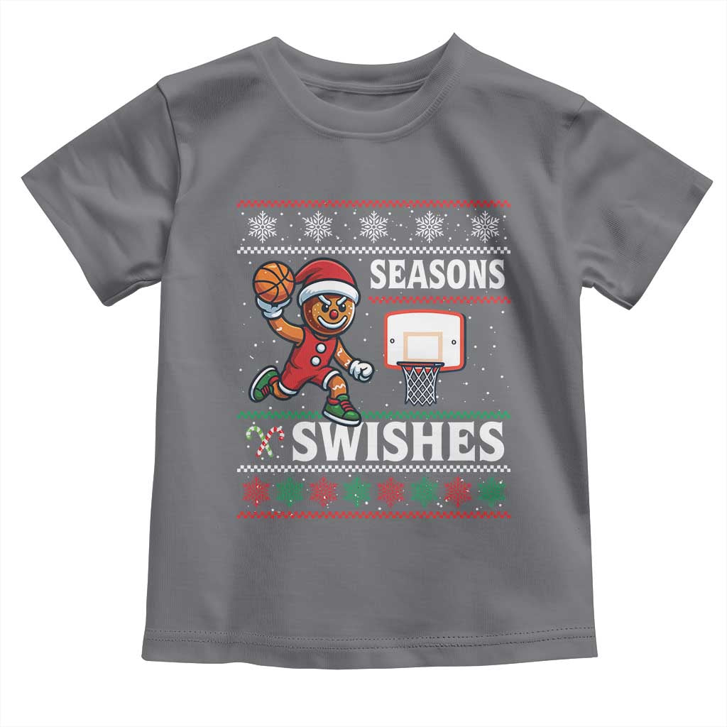 Seasons Swishes Toddler T Shirt Funny Gingerbread Basketball Christmas Gift - Wonder Print Shop