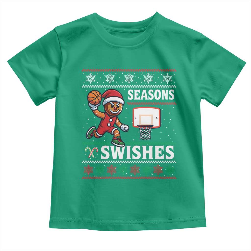 Seasons Swishes Toddler T Shirt Funny Gingerbread Basketball Christmas Gift - Wonder Print Shop