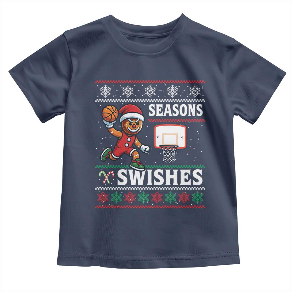Seasons Swishes Toddler T Shirt Funny Gingerbread Basketball Christmas Gift - Wonder Print Shop