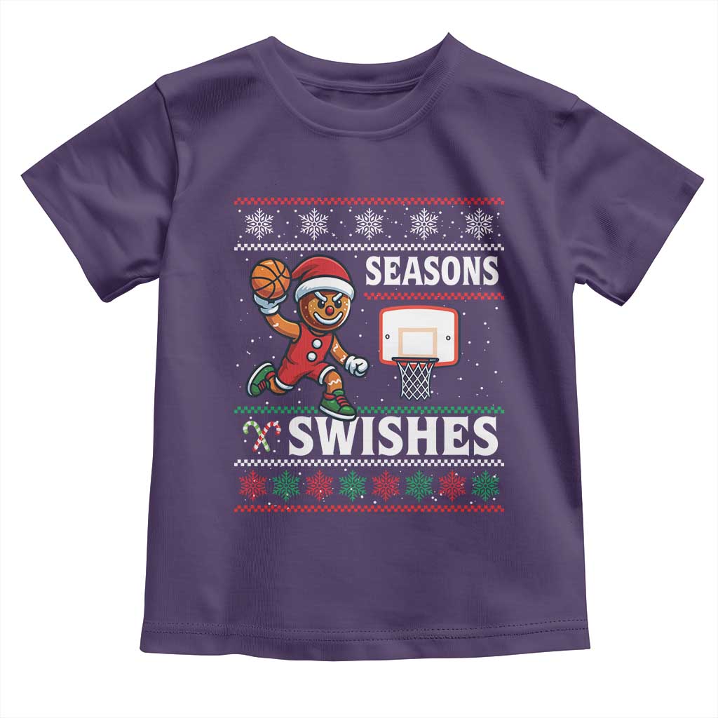 Seasons Swishes Toddler T Shirt Funny Gingerbread Basketball Christmas Gift - Wonder Print Shop