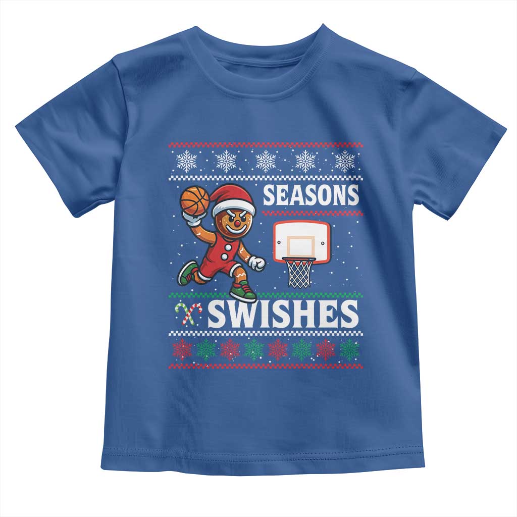Seasons Swishes Toddler T Shirt Funny Gingerbread Basketball Christmas Gift - Wonder Print Shop