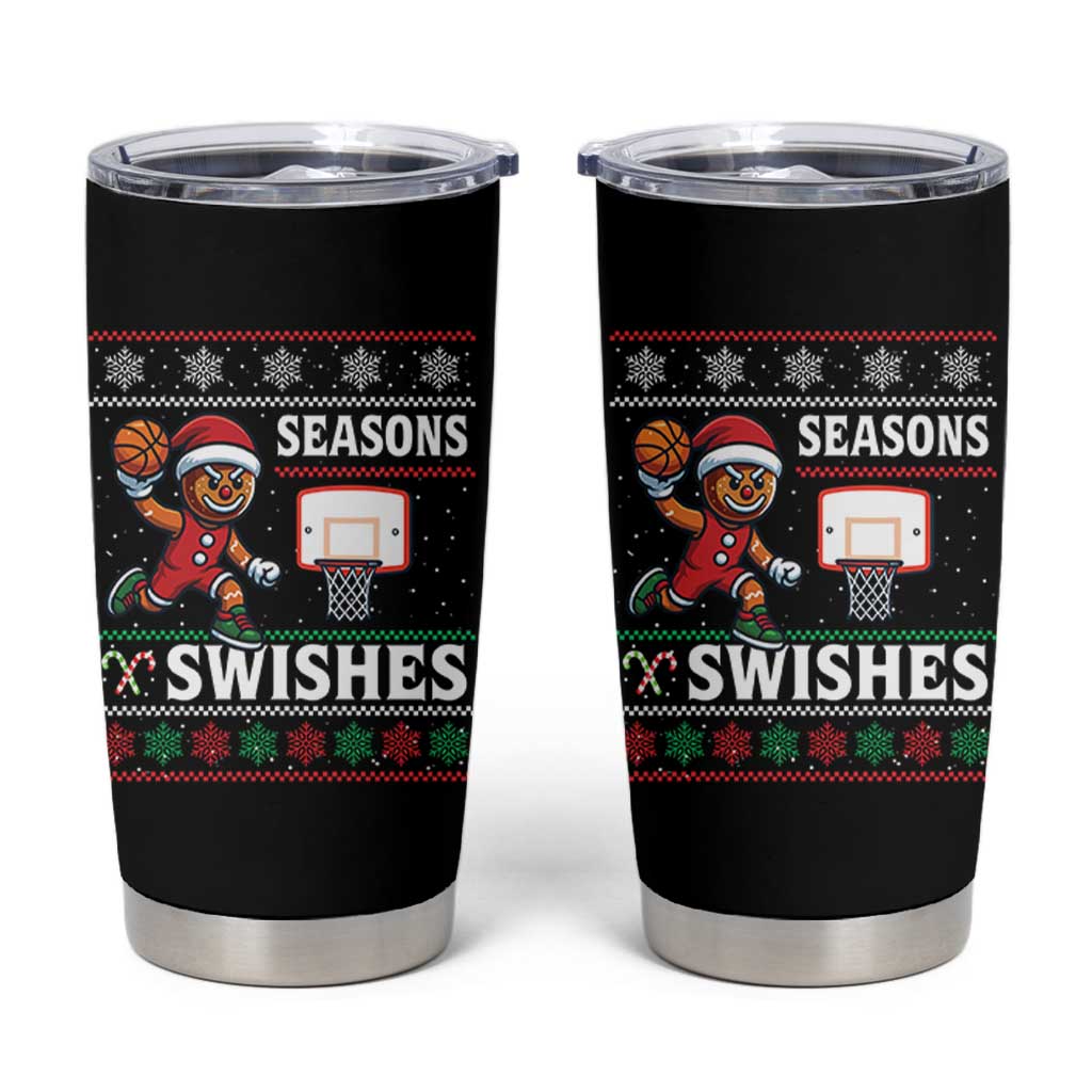 Seasons Swishes Tumbler Cup Funny Gingerbread Basketball Christmas Gift