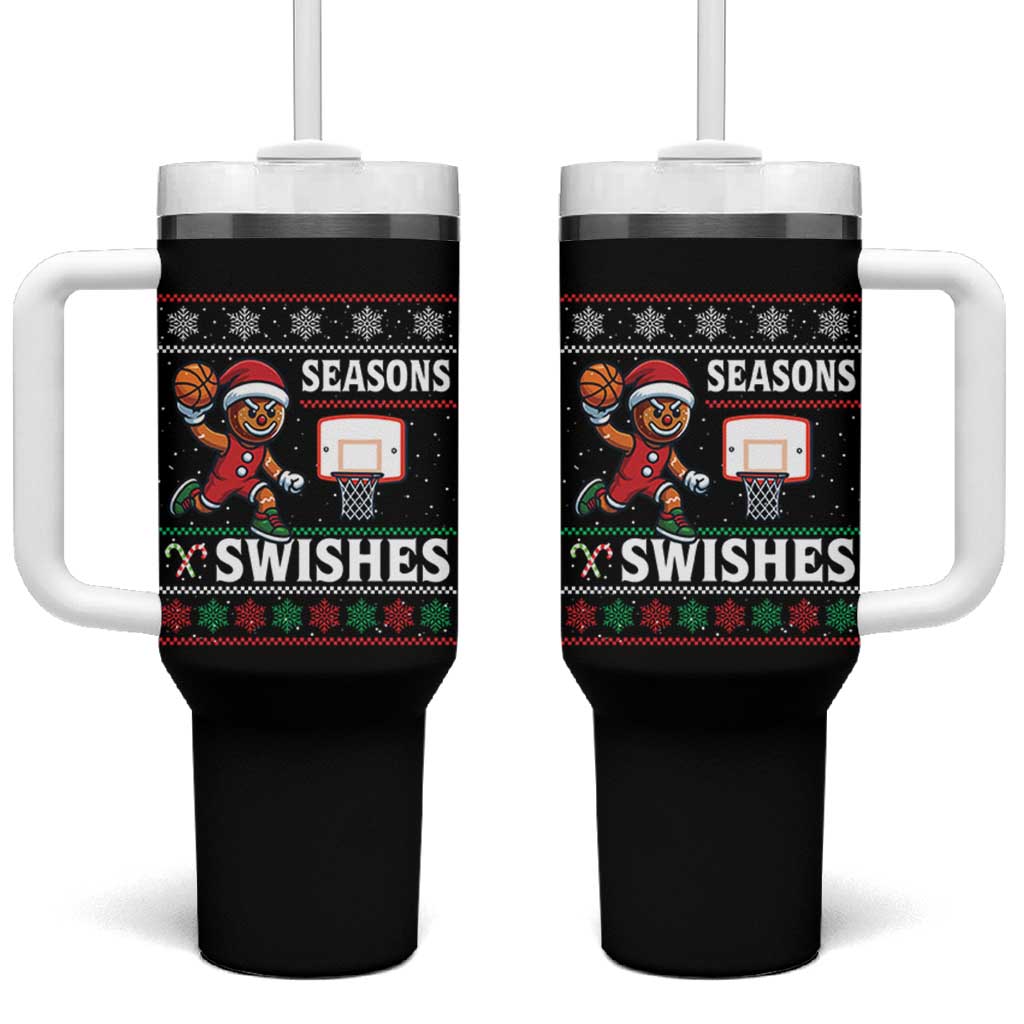 Seasons Swishes Tumbler With Handle Funny Gingerbread Basketball Christmas Gift