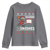Seasons Swishes Youth Sweatshirt Funny Gingerbread Basketball Christmas Gift - Wonder Print Shop