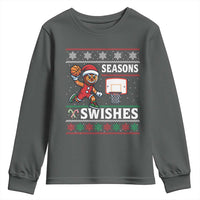 Seasons Swishes Youth Sweatshirt Funny Gingerbread Basketball Christmas Gift - Wonder Print Shop