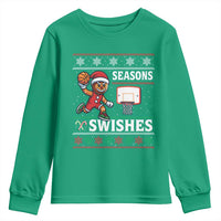 Seasons Swishes Youth Sweatshirt Funny Gingerbread Basketball Christmas Gift - Wonder Print Shop