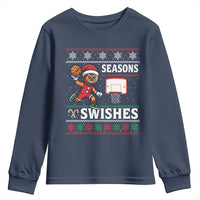 Seasons Swishes Youth Sweatshirt Funny Gingerbread Basketball Christmas Gift - Wonder Print Shop