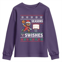 Seasons Swishes Youth Sweatshirt Funny Gingerbread Basketball Christmas Gift - Wonder Print Shop