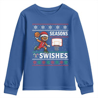 Seasons Swishes Youth Sweatshirt Funny Gingerbread Basketball Christmas Gift - Wonder Print Shop