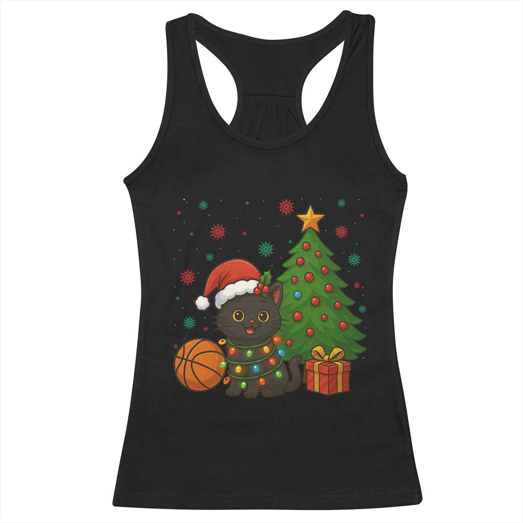 Funny Christmas Black Cat Racerback Tank Top Gift For Cat Lover - Wonder Print Shop
