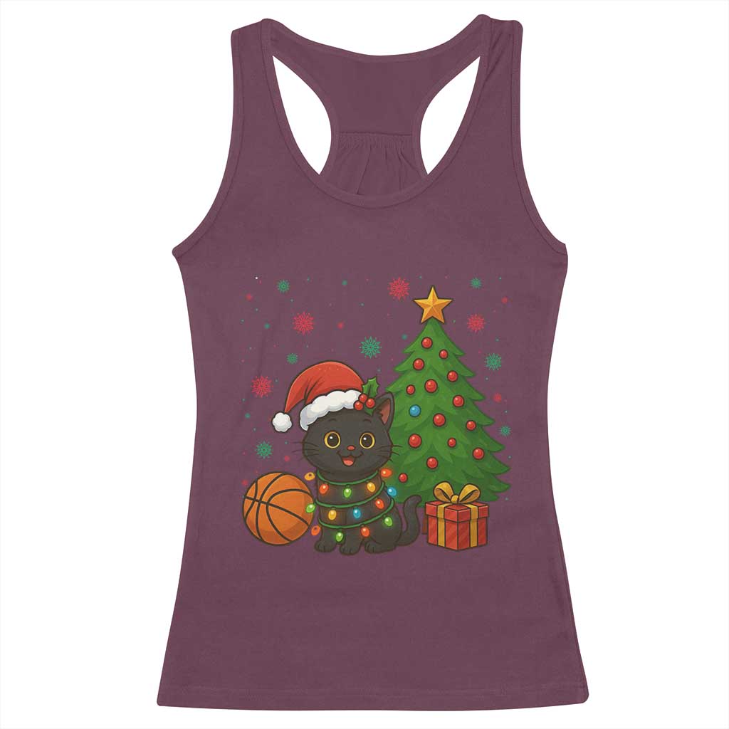Funny Christmas Black Cat Racerback Tank Top Gift For Cat Lover - Wonder Print Shop