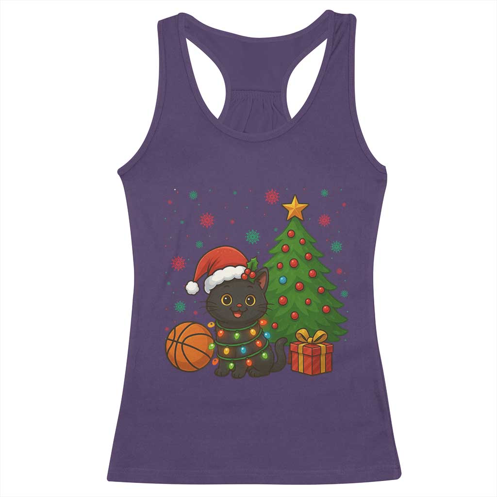 Funny Christmas Black Cat Racerback Tank Top Gift For Cat Lover - Wonder Print Shop