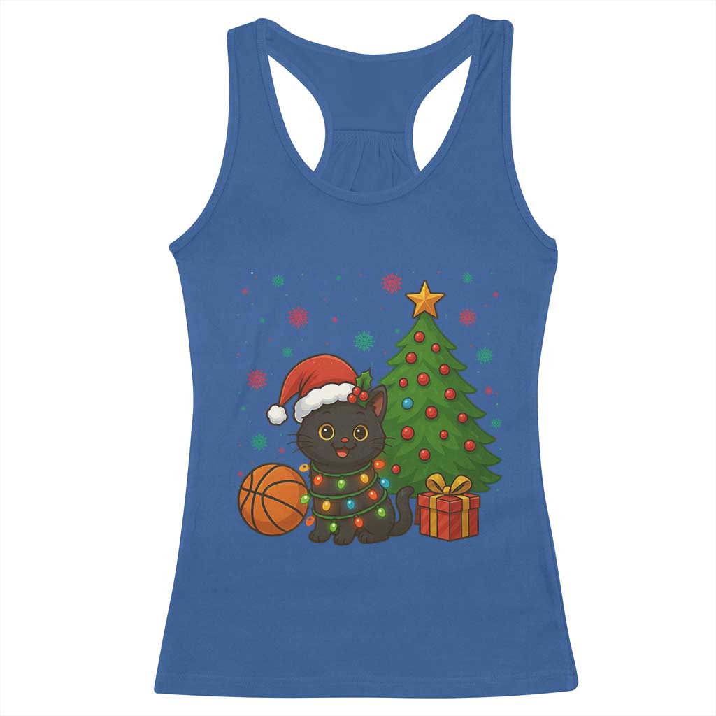 Funny Christmas Black Cat Racerback Tank Top Gift For Cat Lover - Wonder Print Shop