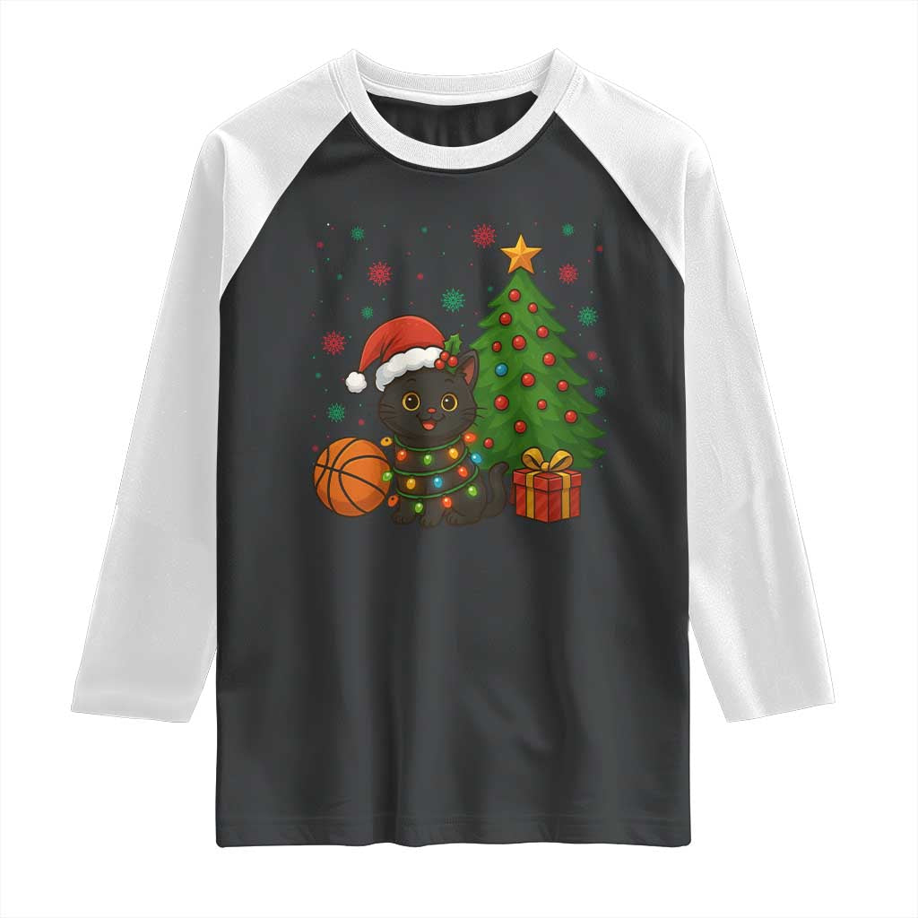 Funny Christmas Black Cat Raglan Shirt Gift For Cat Lover - Wonder Print Shop