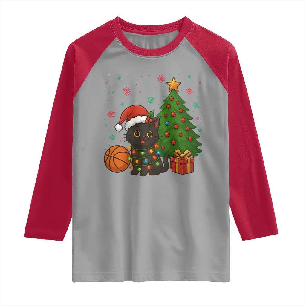Funny Christmas Black Cat Raglan Shirt Gift For Cat Lover - Wonder Print Shop