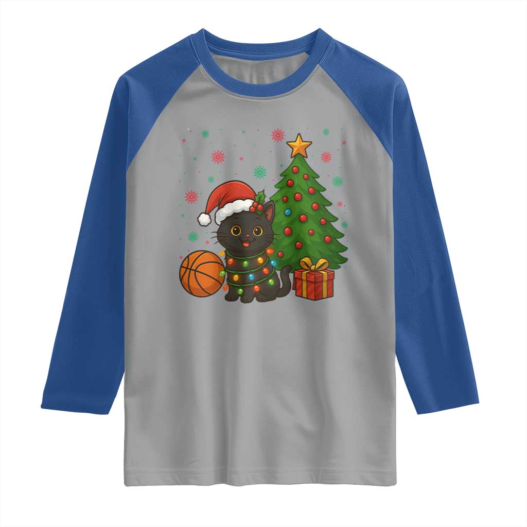 Funny Christmas Black Cat Raglan Shirt Gift For Cat Lover - Wonder Print Shop