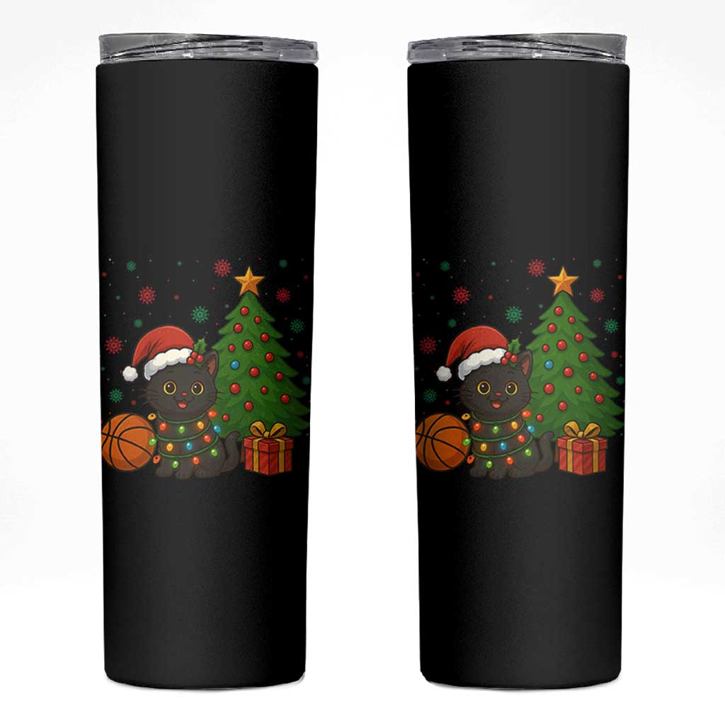 Funny Christmas Black Cat Skinny Tumbler Gift For Cat Lover