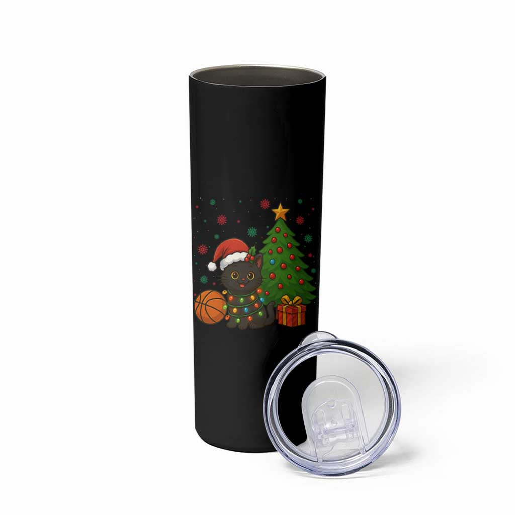 Funny Christmas Black Cat Skinny Tumbler Gift For Cat Lover