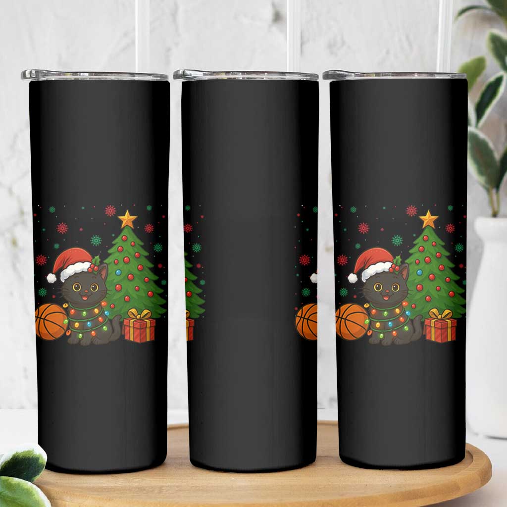 Funny Christmas Black Cat Skinny Tumbler Gift For Cat Lover