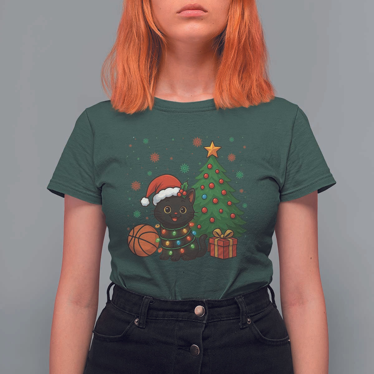 Funny Christmas Black Cat T Shirt For Women Gift For Cat Lover - Wonder Print Shop