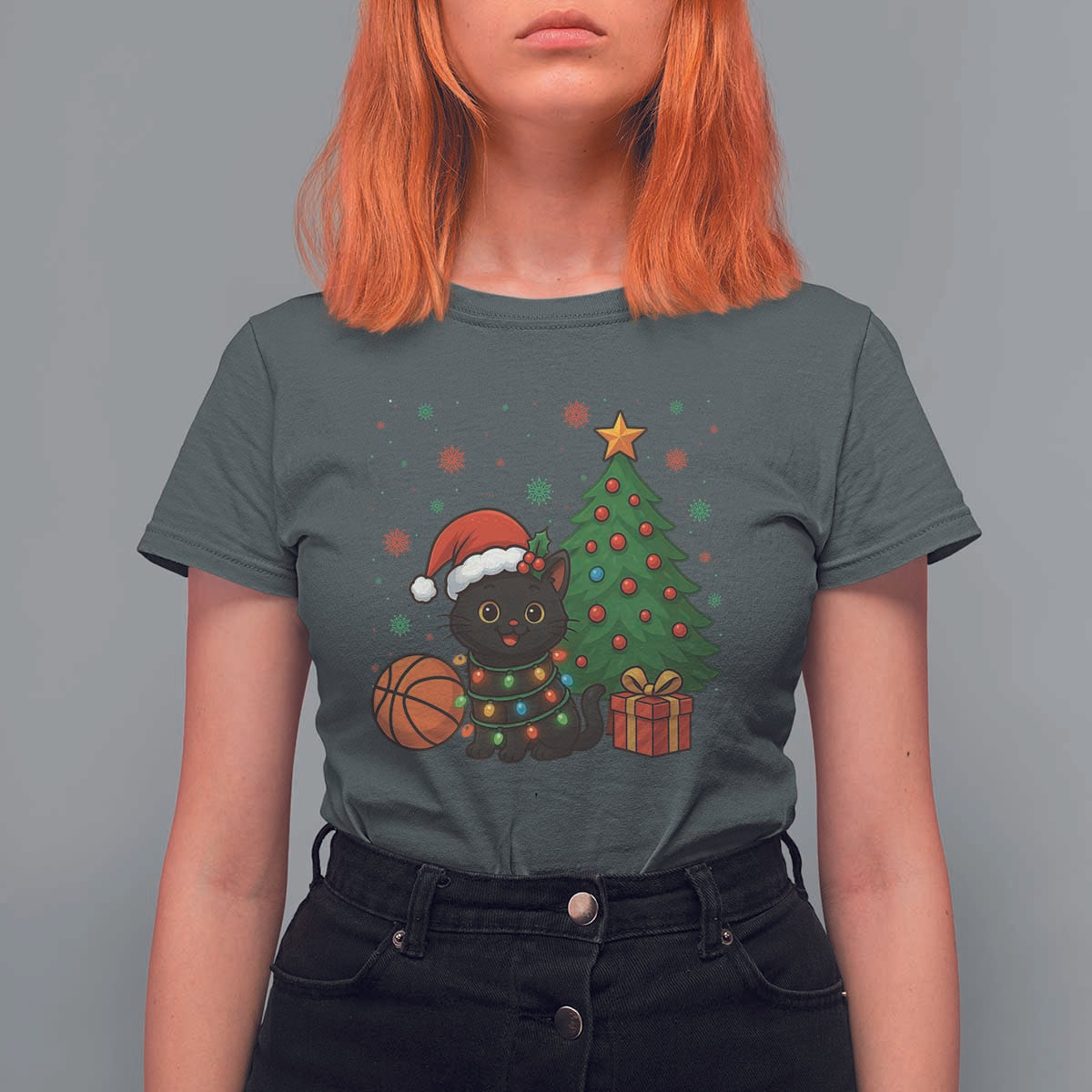 Funny Christmas Black Cat T Shirt For Women Gift For Cat Lover - Wonder Print Shop