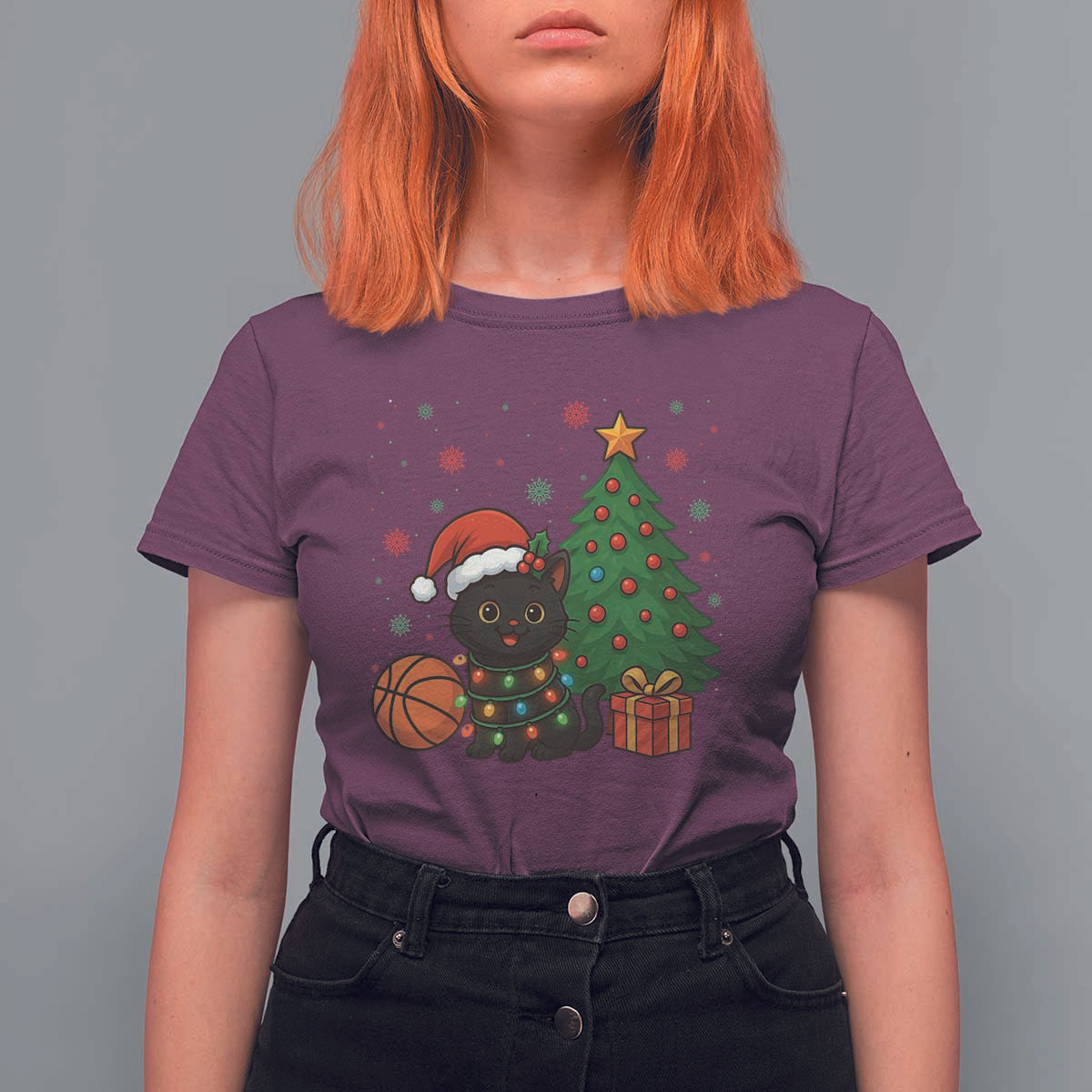 Funny Christmas Black Cat T Shirt For Women Gift For Cat Lover - Wonder Print Shop