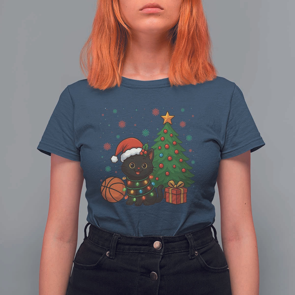 Funny Christmas Black Cat T Shirt For Women Gift For Cat Lover - Wonder Print Shop