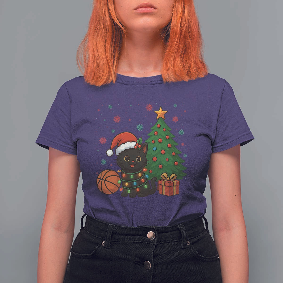 Funny Christmas Black Cat T Shirt For Women Gift For Cat Lover - Wonder Print Shop