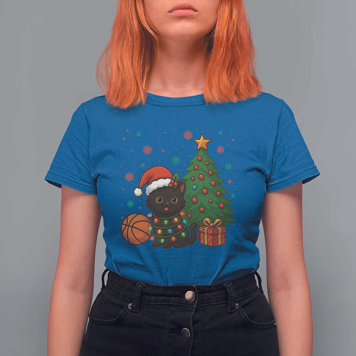 Funny Christmas Black Cat T Shirt For Women Gift For Cat Lover - Wonder Print Shop