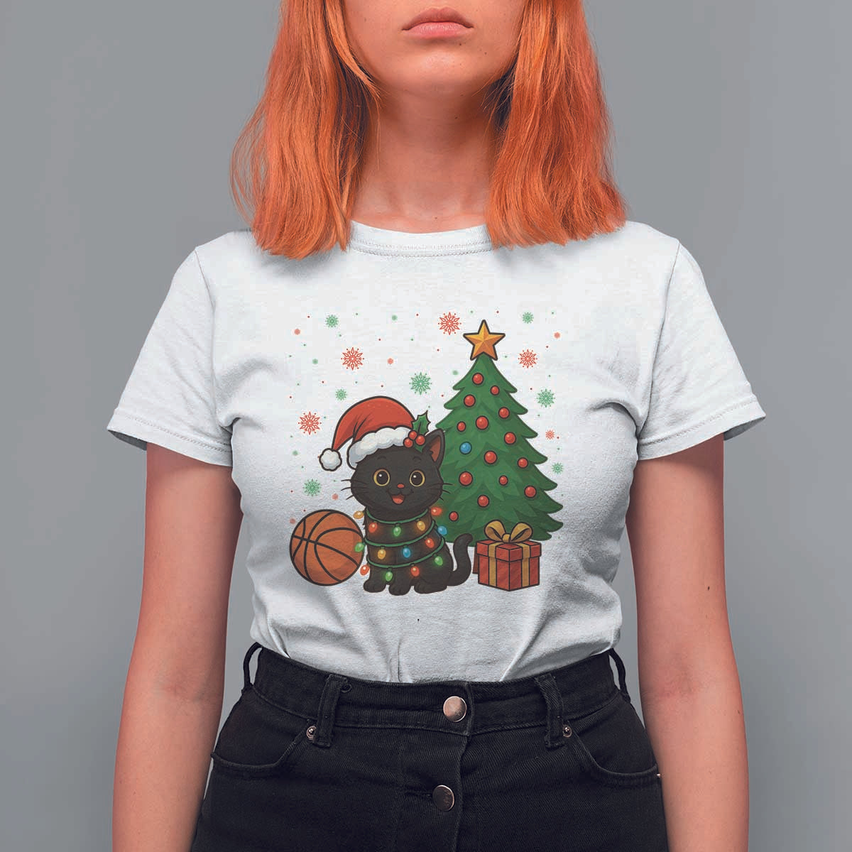 Funny Christmas Black Cat T Shirt For Women Gift For Cat Lover - Wonder Print Shop