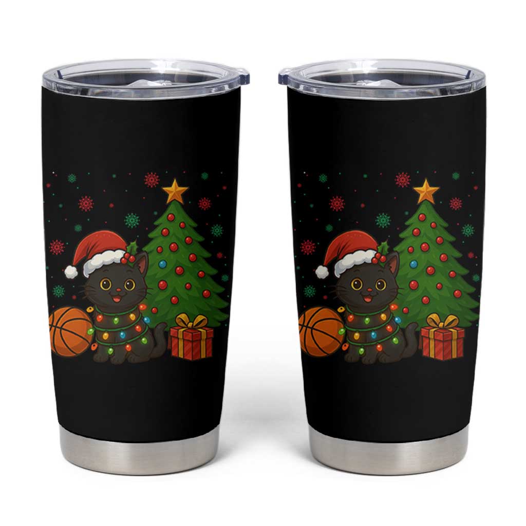 Funny Christmas Black Cat Tumbler Cup Gift For Cat Lover
