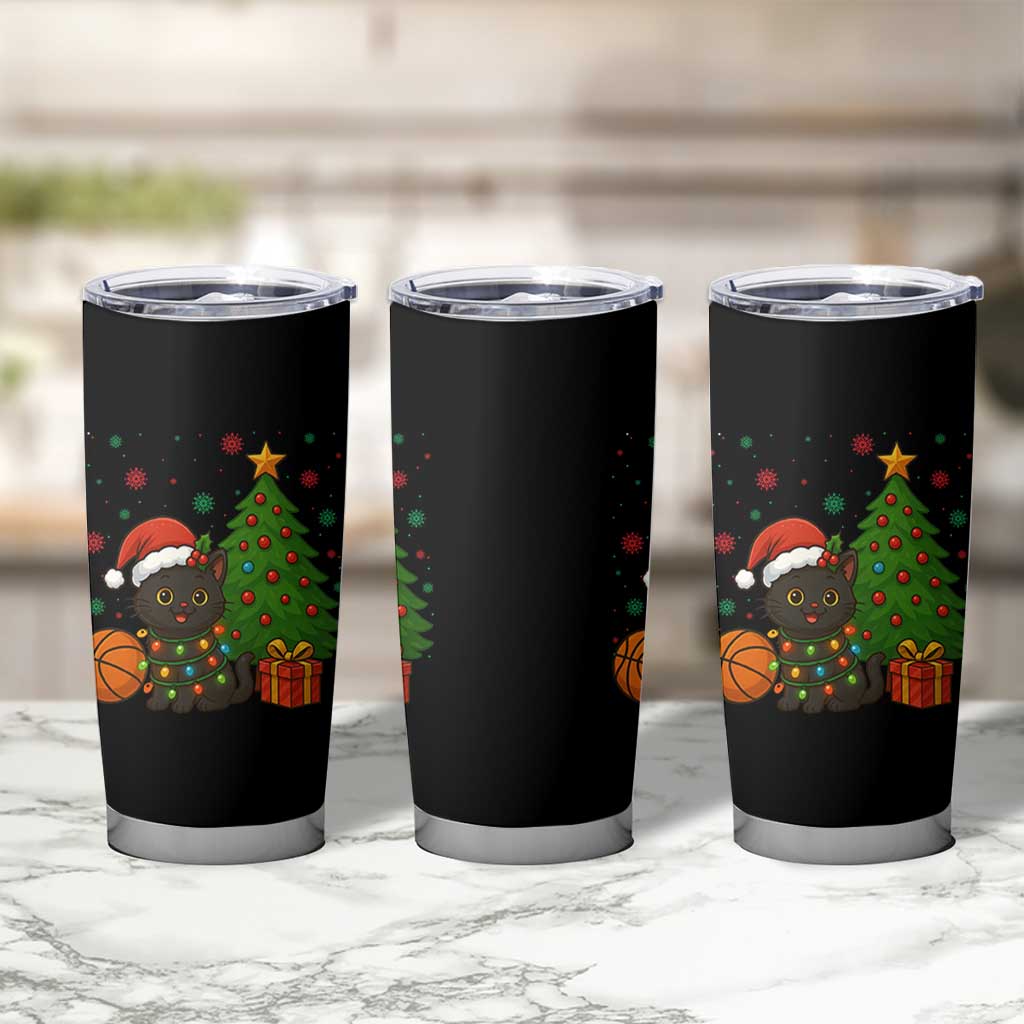 Funny Christmas Black Cat Tumbler Cup Gift For Cat Lover