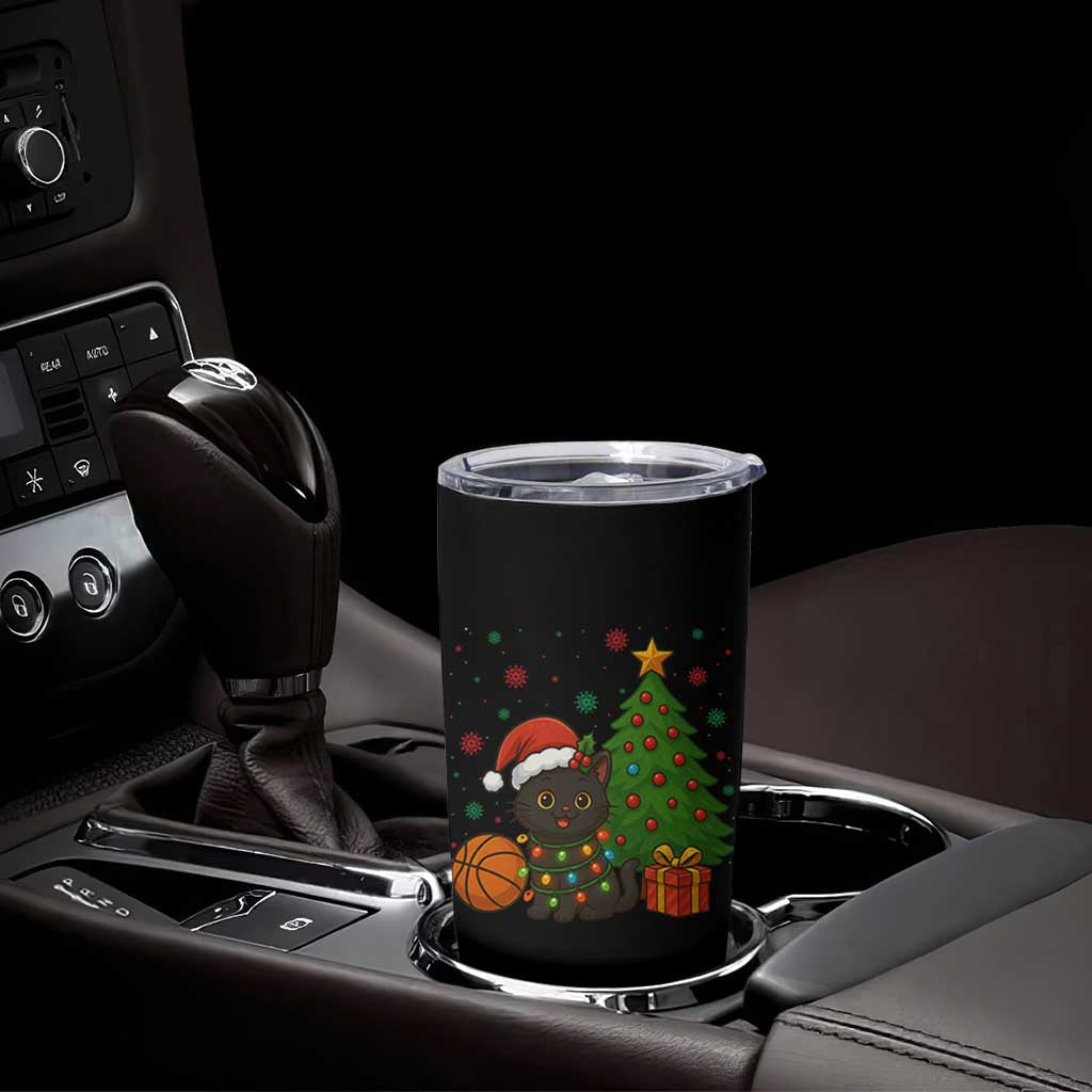 Funny Christmas Black Cat Tumbler Cup Gift For Cat Lover