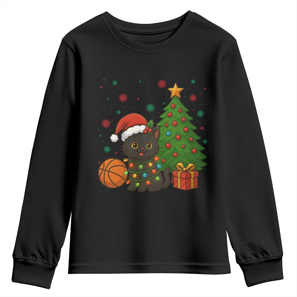 Funny Christmas Black Cat Youth Sweatshirt Gift For Cat Lover - Wonder Print Shop