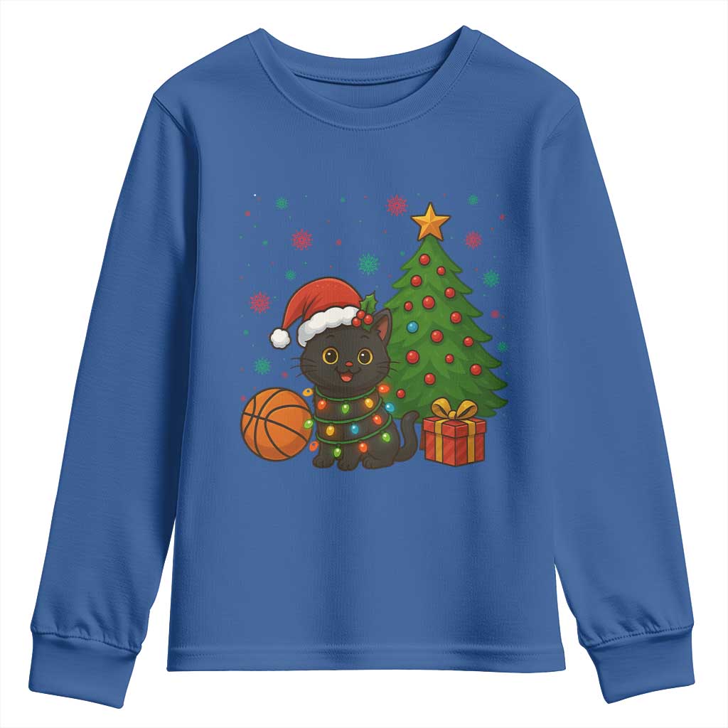 Funny Christmas Black Cat Youth Sweatshirt Gift For Cat Lover - Wonder Print Shop