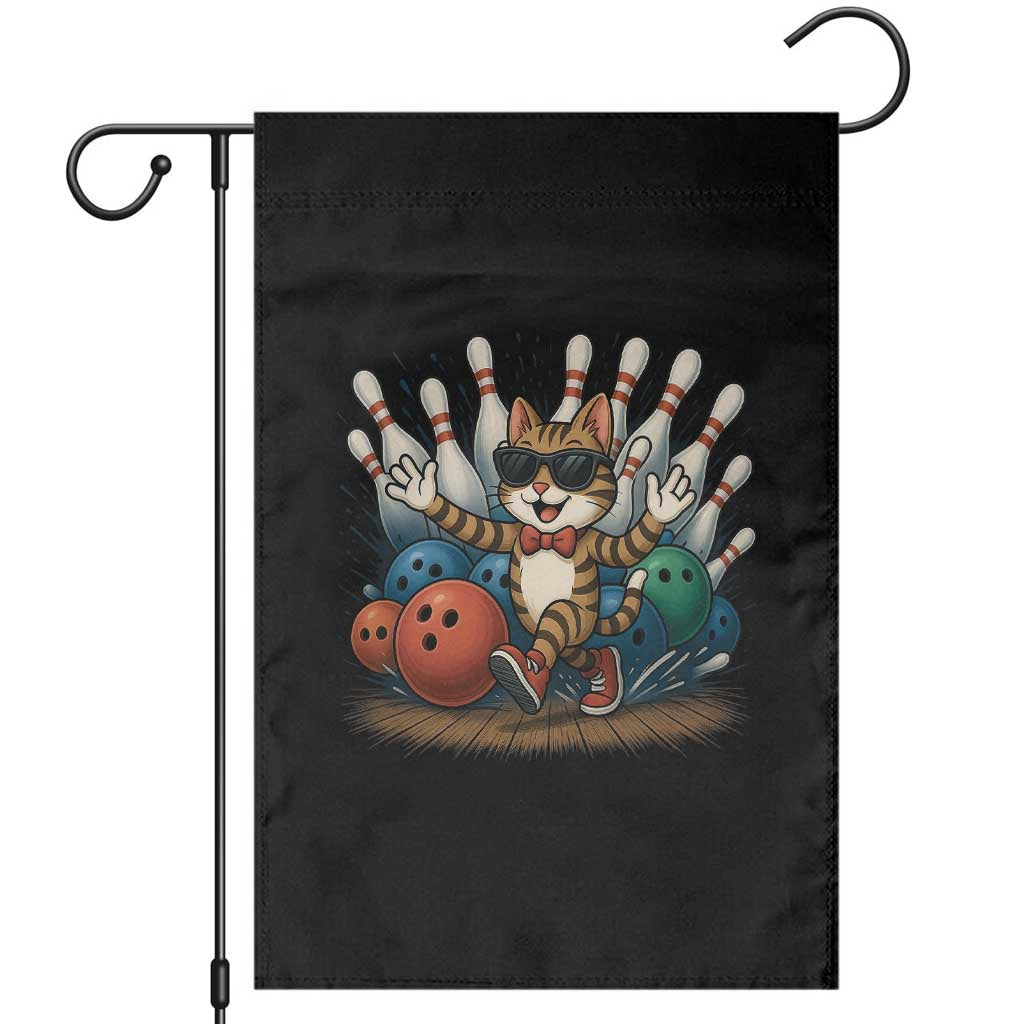 Funny Bowler Gift Garden Flag Bowling Cat With Sunglasses - Wonder Print Shop