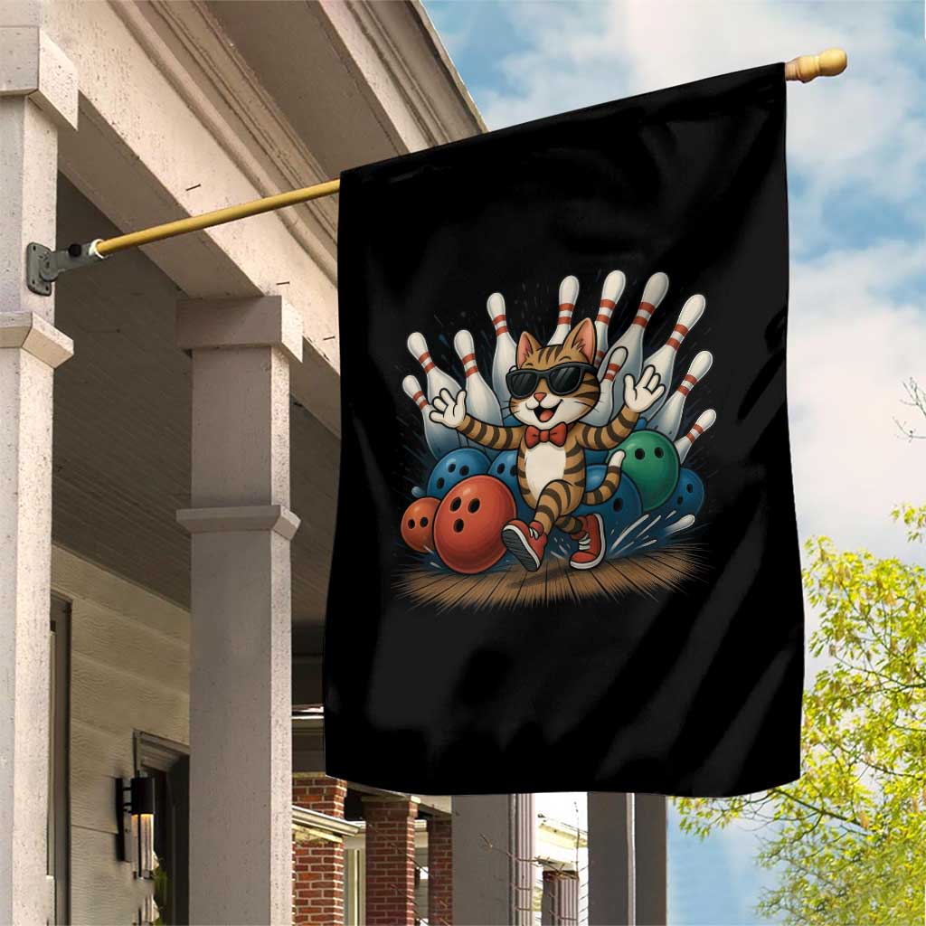 Funny Bowler Gift Garden Flag Bowling Cat With Sunglasses - Wonder Print Shop