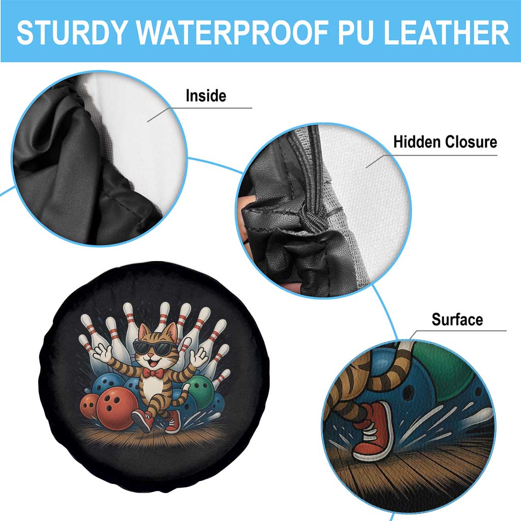 Funny Bowler Gift Spare Tire Cover Bowling Cat With Sunglasses - Wonder Print Shop