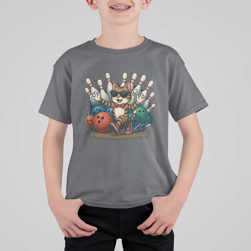 Funny Bowler Gift T Shirt For Kid Bowling Cat With Sunglasses - Wonder Print Shop