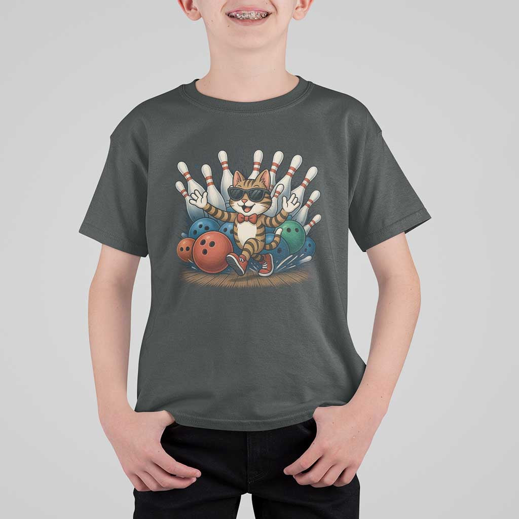 Funny Bowler Gift T Shirt For Kid Bowling Cat With Sunglasses - Wonder Print Shop
