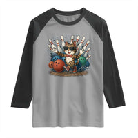 Funny Bowler Gift Raglan Shirt Bowling Cat With Sunglasses - Wonder Print Shop