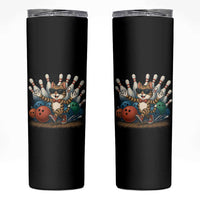 Funny Bowler Gift Skinny Tumbler Bowling Cat With Sunglasses - Wonder Print Shop