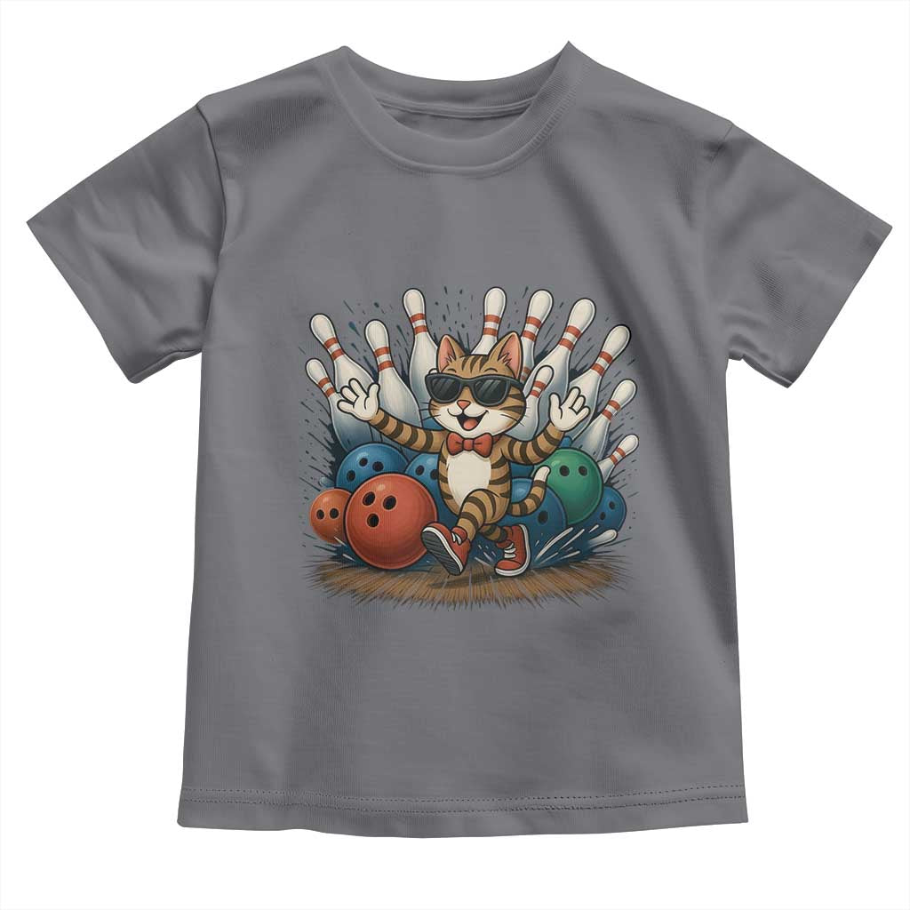 Funny Bowler Gift Toddler T Shirt Bowling Cat With Sunglasses - Wonder Print Shop