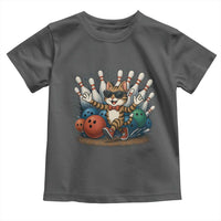 Funny Bowler Gift Toddler T Shirt Bowling Cat With Sunglasses - Wonder Print Shop