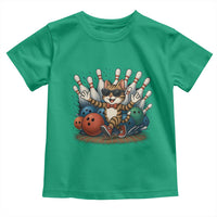 Funny Bowler Gift Toddler T Shirt Bowling Cat With Sunglasses - Wonder Print Shop