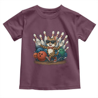 Funny Bowler Gift Toddler T Shirt Bowling Cat With Sunglasses - Wonder Print Shop