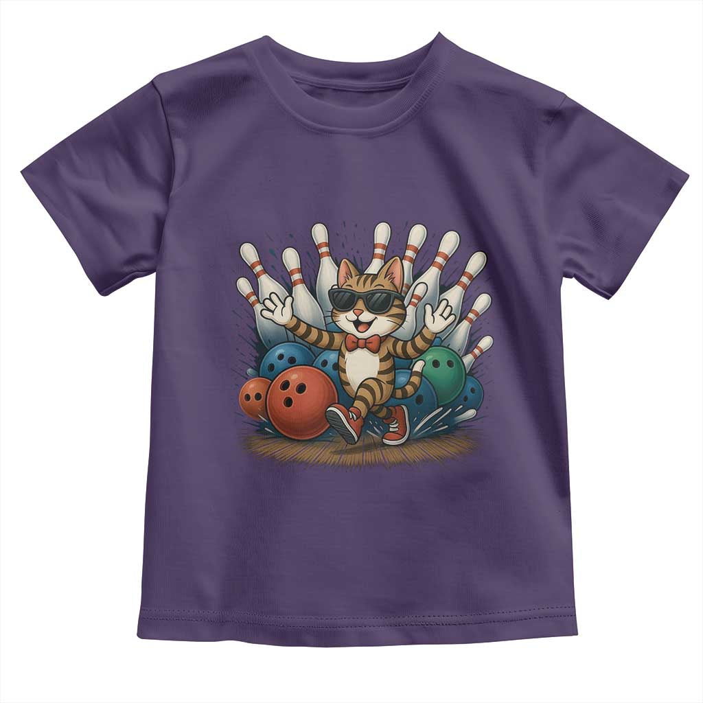 Funny Bowler Gift Toddler T Shirt Bowling Cat With Sunglasses - Wonder Print Shop