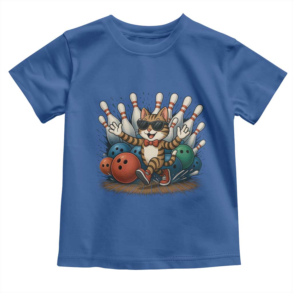 Funny Bowler Gift Toddler T Shirt Bowling Cat With Sunglasses - Wonder Print Shop